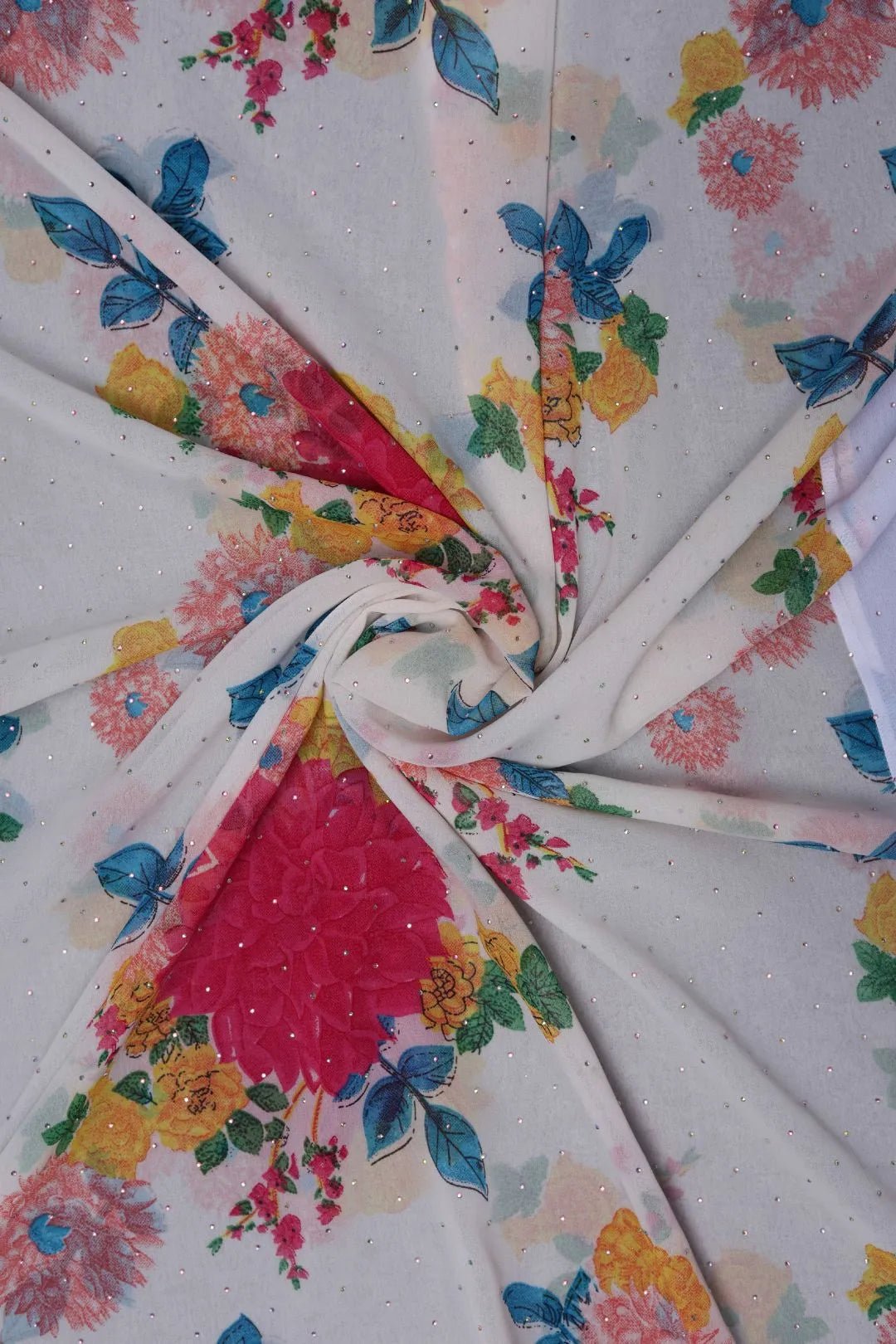 Multi-Color Floral Panel Beaded Stole Luxury Designer Scarf for Women - غاجي والا إكسبورت Gajiwala Export