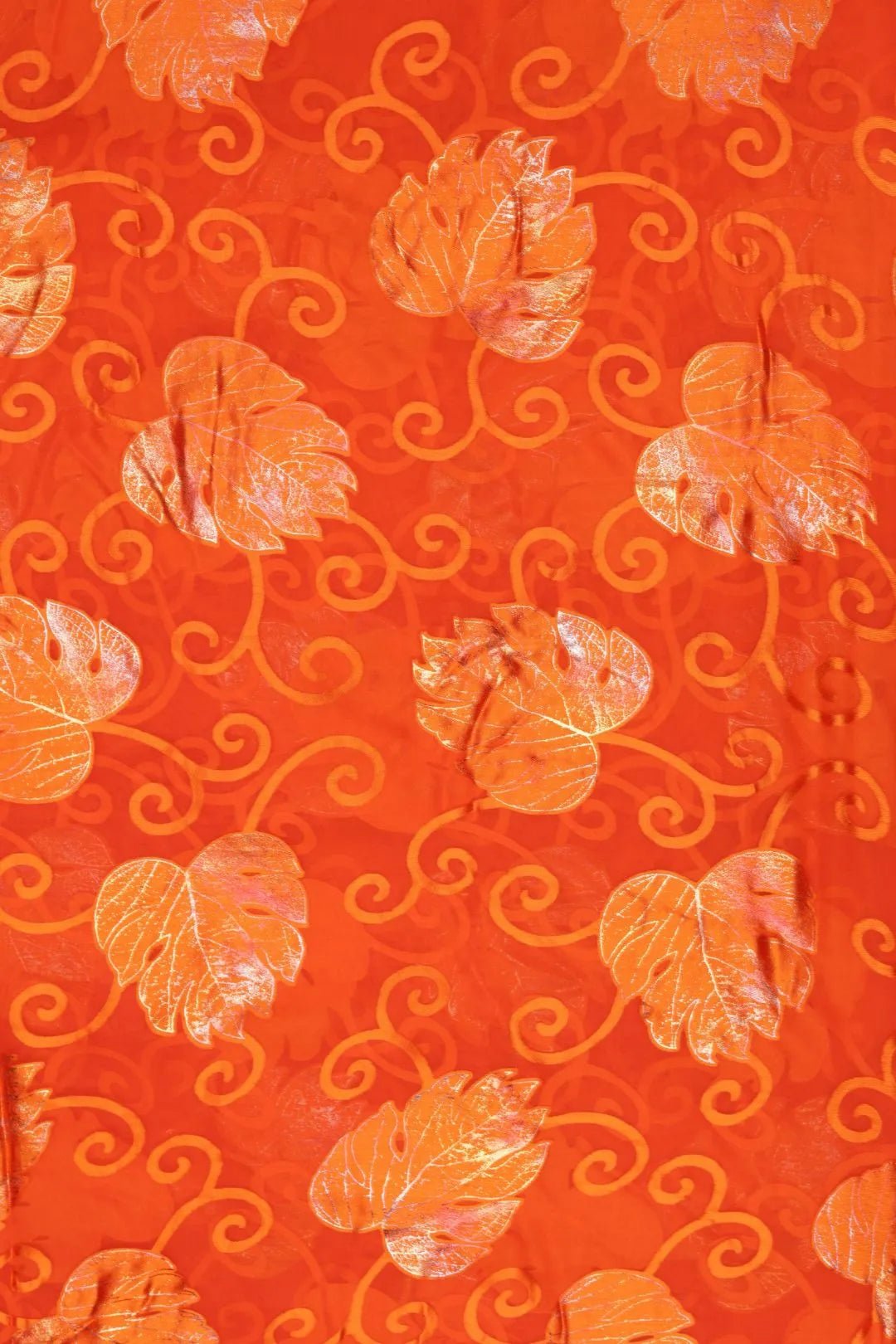 Fiery Orange Brasso Fabric with Sparkling Silver-Orange - غاجي والا إكسبورت Gajiwala Export