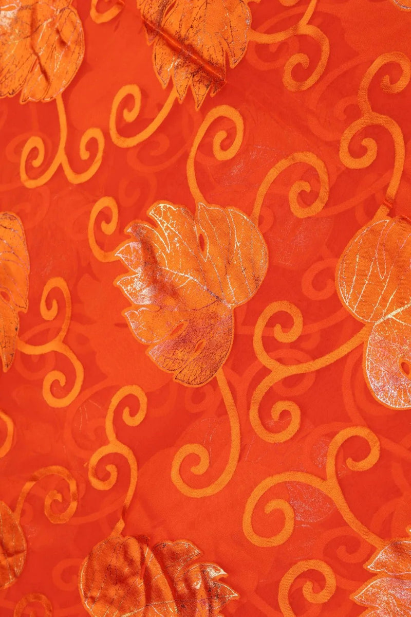 Fiery Orange Brasso Fabric with Sparkling Silver-Orange - غاجي والا إكسبورت Gajiwala Export