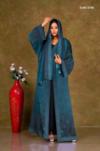 Floral Print Chiffon Shrug with Geometric Border - غاجي والا إكسبورت Gajiwala Export