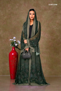 Floral Print Chiffon Shrug with Geometric Border - غاجي والا إكسبورت Gajiwala Export