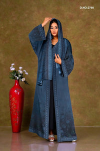 Floral Print Chiffon Shrug with Geometric Border - غاجي والا إكسبورت Gajiwala Export