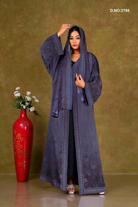 Floral Print Chiffon Shrug with Geometric Border - غاجي والا إكسبورت Gajiwala Export