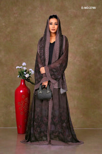 Floral Print Chiffon Shrug with Geometric Border - غاجي والا إكسبورت Gajiwala Export