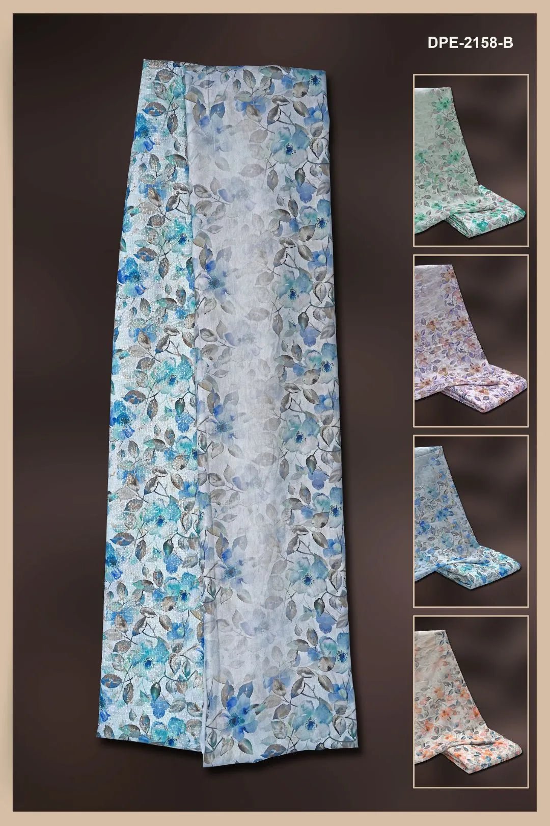 Floral Print Dress Material with Texture Fabric - غاجي والا إكسبورت Gajiwala Export