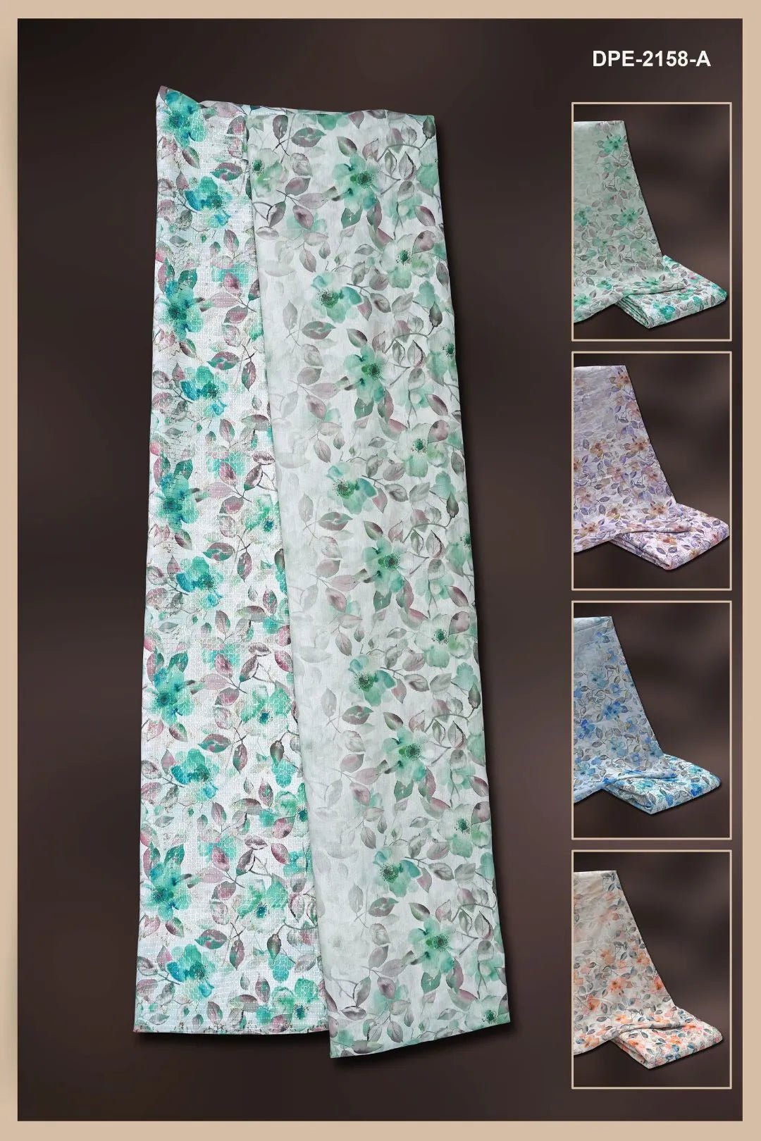 Floral Print Dress Material with Texture Fabric - غاجي والا إكسبورت Gajiwala Export