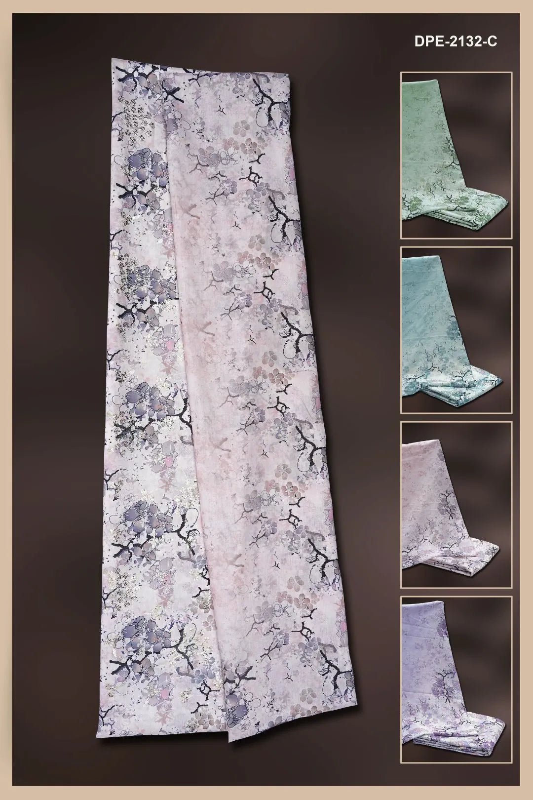 Floral Print Dress Material with Texture Fabric - غاجي والا إكسبورت Gajiwala Export