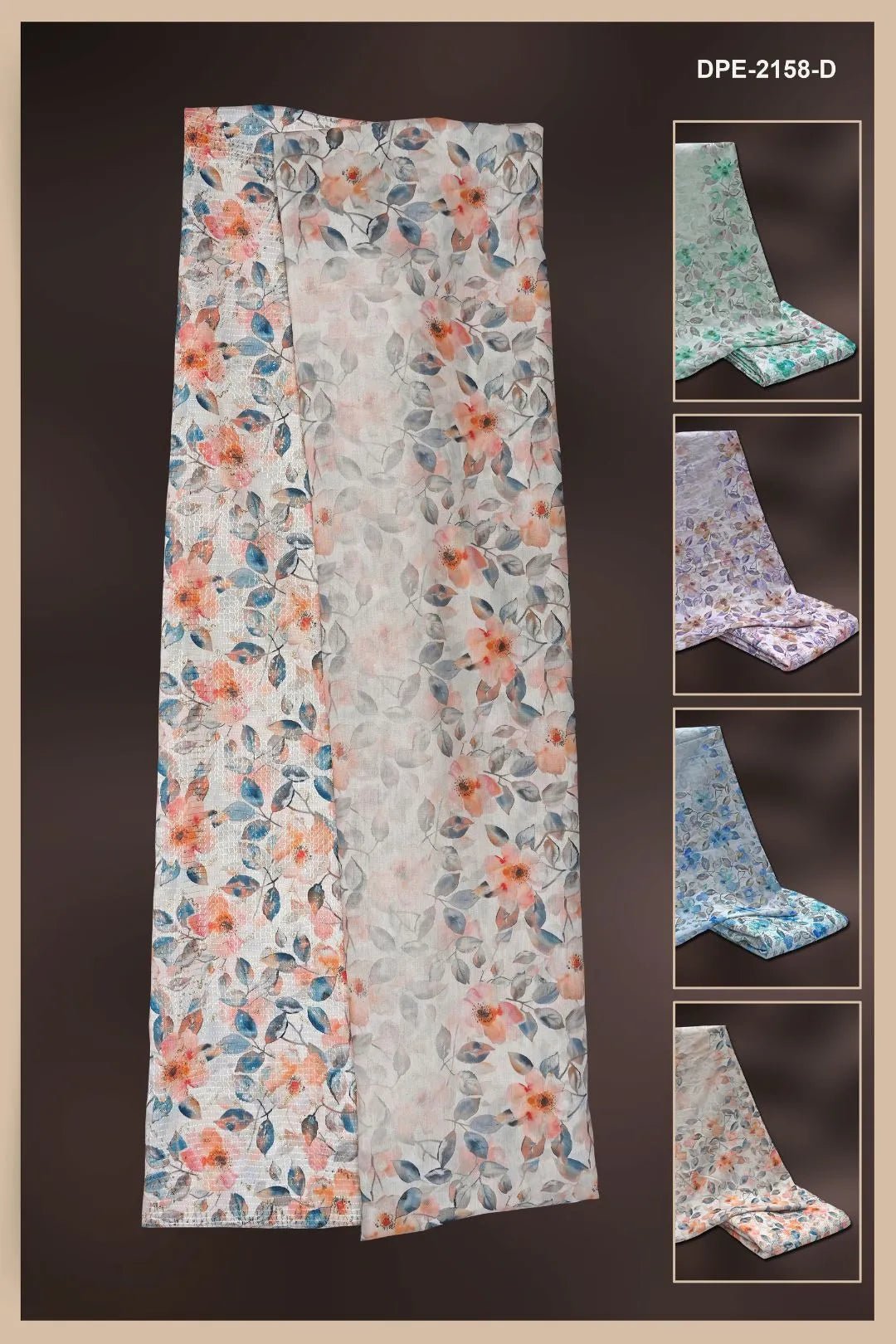 Floral Print Dress Material with Texture Fabric - غاجي والا إكسبورت Gajiwala Export