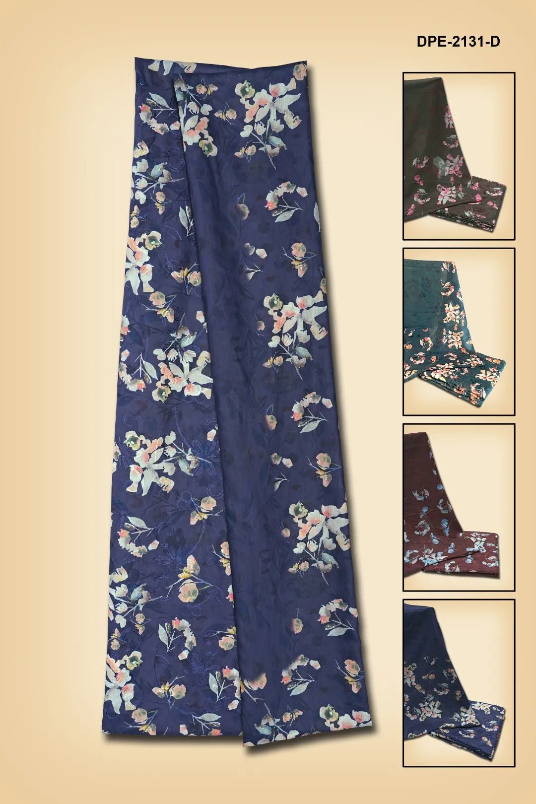 Floral Print Dress Material with Tonal Panel - غاجي والا إكسبورت Gajiwala Export