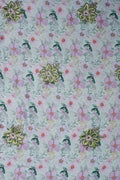 Floral Print with Green & Gold Sequin Cluster Fabric - غاجي والا إكسبورت Gajiwala Export
