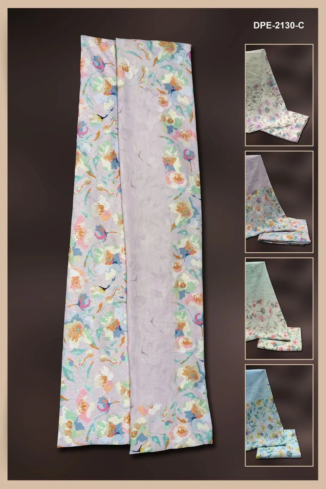 Floral Watercolour Print Dress Material with Texture - غاجي والا إكسبورت Gajiwala Export