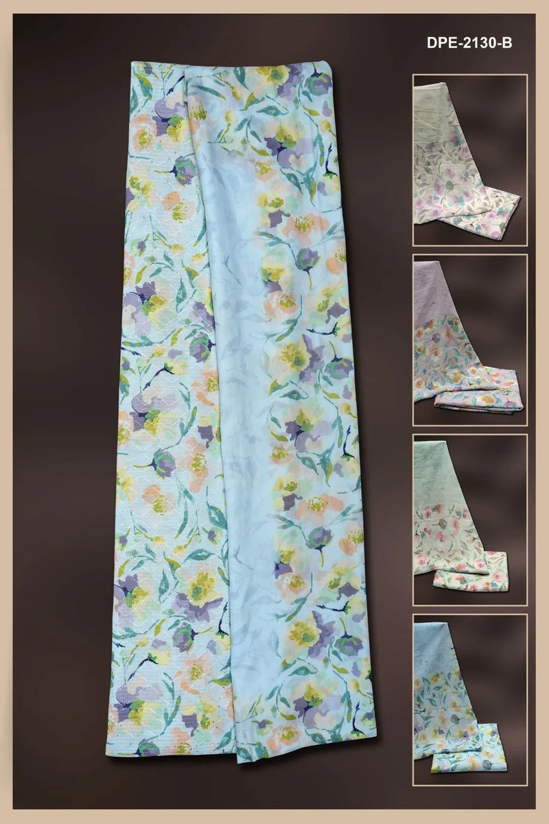 Floral Watercolour Print Dress Material with Texture - غاجي والا إكسبورت Gajiwala Export