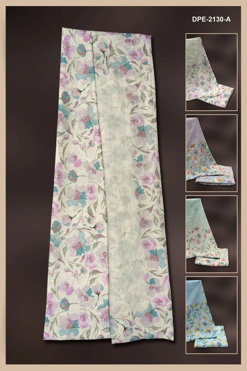Floral Watercolour Print Dress Material with Texture - غاجي والا إكسبورت Gajiwala Export