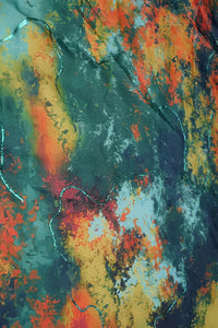 Forest Fire Abstract with Shimmering Zari Trails Fabric - غاجي والا إكسبورت Gajiwala Export