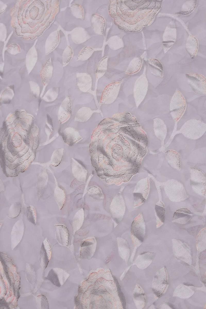 Frosty Metallic Floral Brasso Fabric - غاجي والا إكسبورت Gajiwala Export