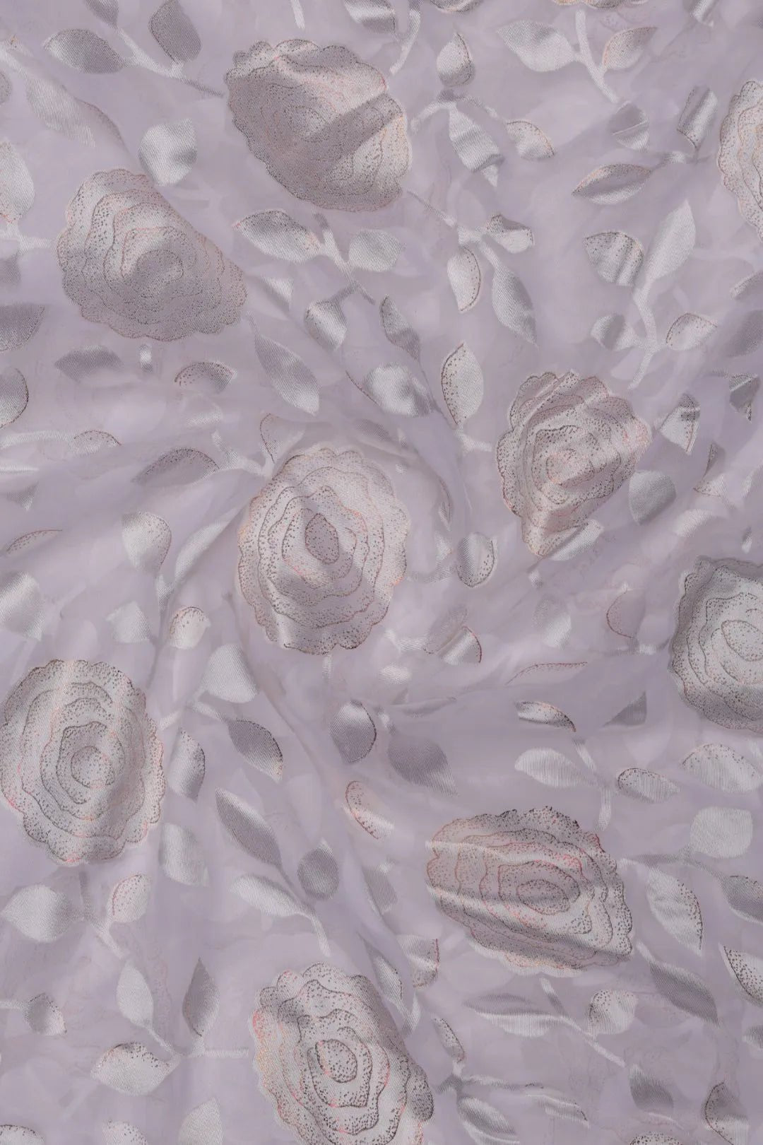 Frosty Metallic Floral Brasso Fabric - غاجي والا إكسبورت Gajiwala Export