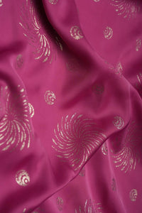 Fuchsia and Silver Metallic Swirl Jacquard Fabric - غاجي والا إكسبورت Gajiwala Export