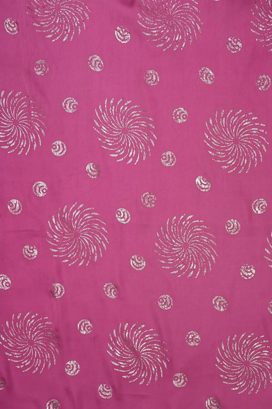 Fuchsia and Silver Metallic Swirl Jacquard Fabric - غاجي والا إكسبورت Gajiwala Export