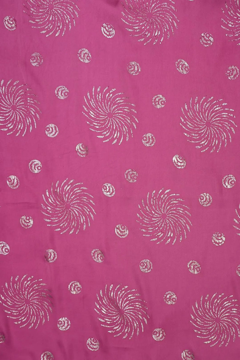 Fuchsia and Silver Metallic Swirl Jacquard Fabric - غاجي والا إكسبورت Gajiwala Export