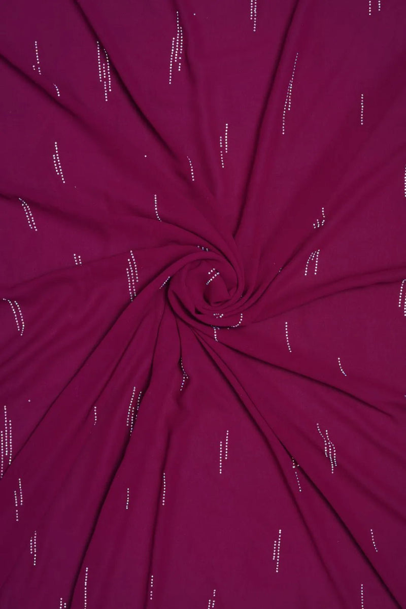 Fuchsia Bloom Micro - Dashed Wine Designer Stole - غاجي والا إكسبورت Gajiwala Export