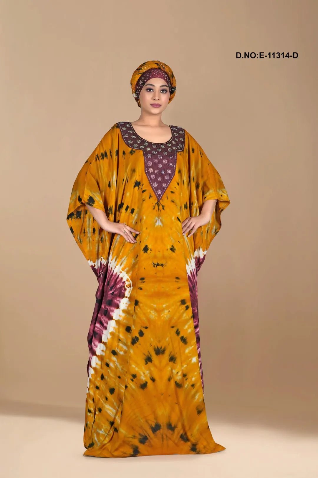 Fuchsia Farasha Gown with Jet Beaded Yoke - غاجي والا إكسبورت Gajiwala Export