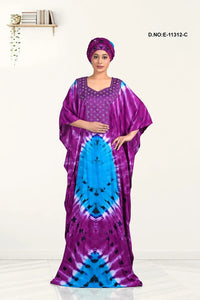 Fuchsia Farasha Kaftan Gown with Crystal Yoke - غاجي والا إكسبورت Gajiwala Export