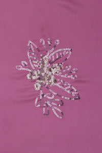 Fuchsia Floral fabric Spengal Sequin Embroidered Fabric - غاجي والا إكسبورت Gajiwala Export