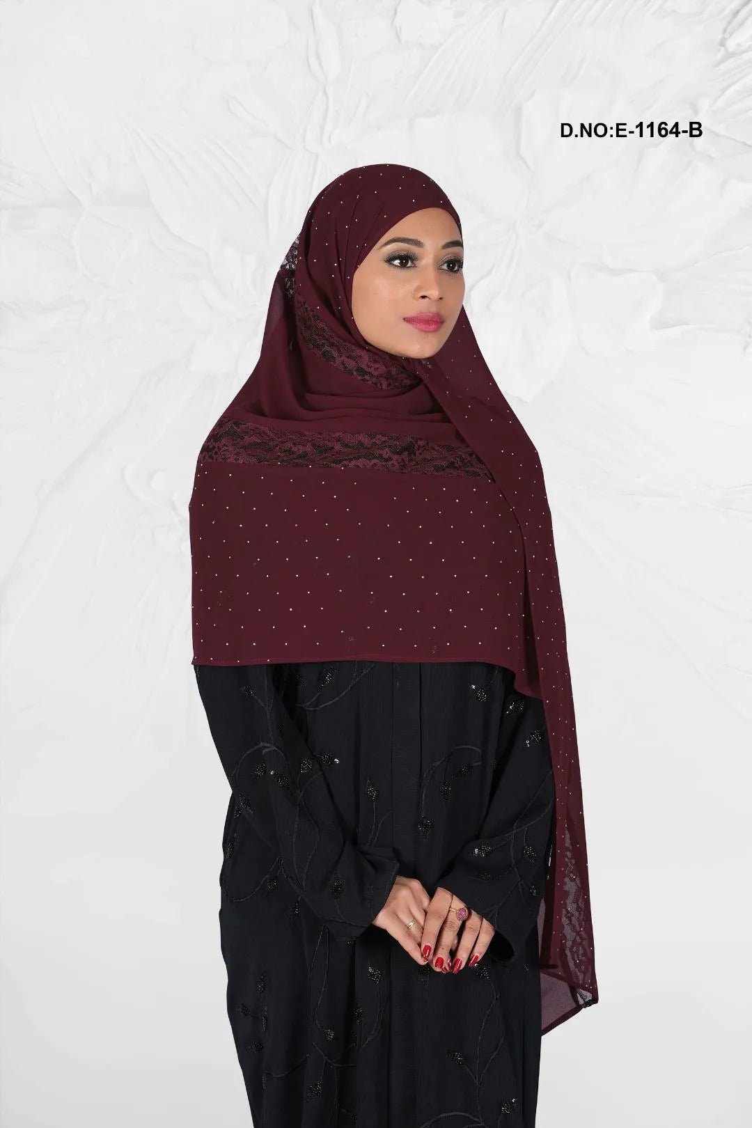 Georgette Hijab with Rasel Net Lace Border - غاجي والا إكسبورت Gajiwala Export