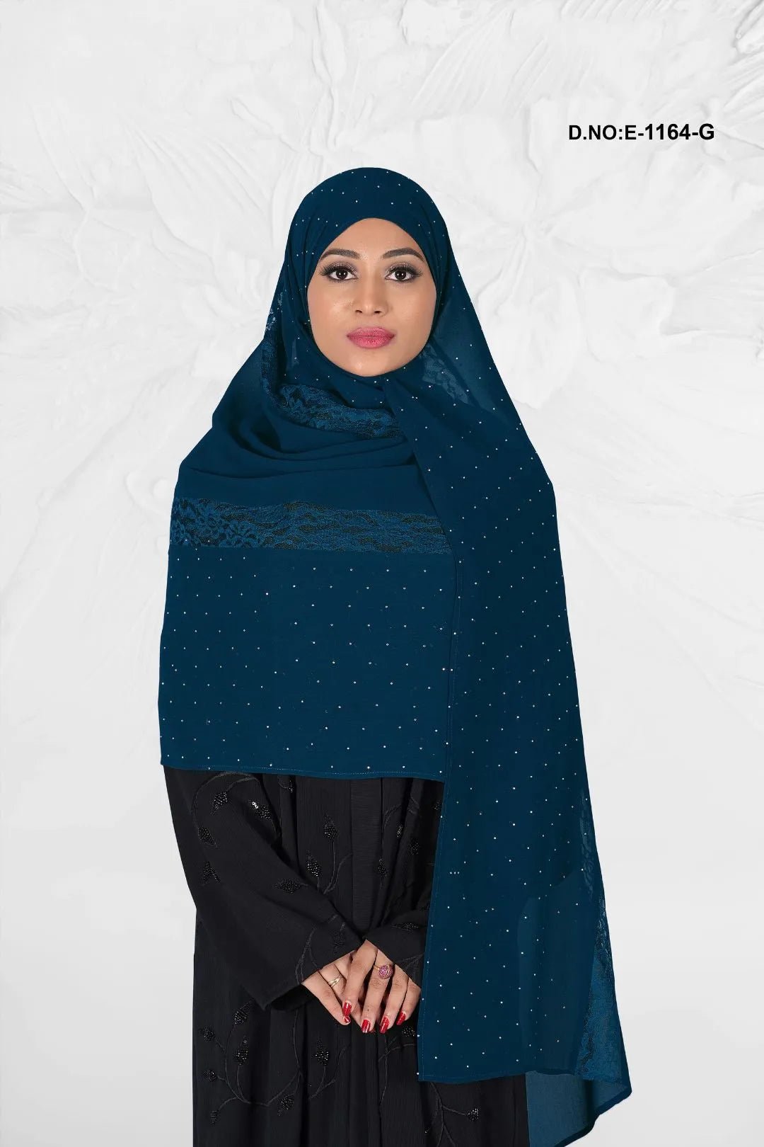 Georgette Hijab with Rasel Net Lace Border - غاجي والا إكسبورت Gajiwala Export