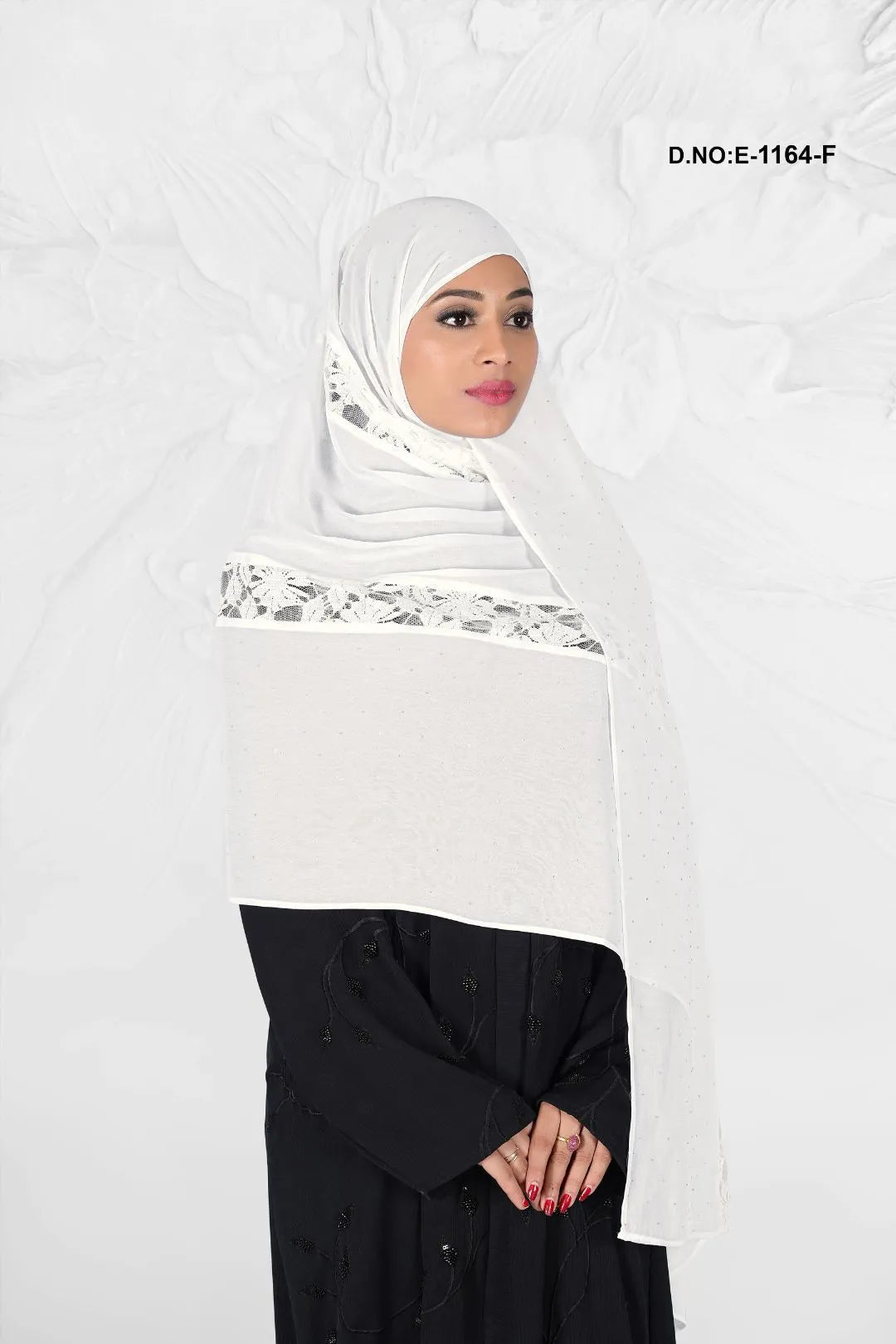 Georgette Hijab with Rasel Net Lace Border - غاجي والا إكسبورت Gajiwala Export