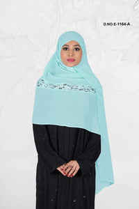 Georgette Hijab with Rasel Net Lace Border - غاجي والا إكسبورت Gajiwala Export