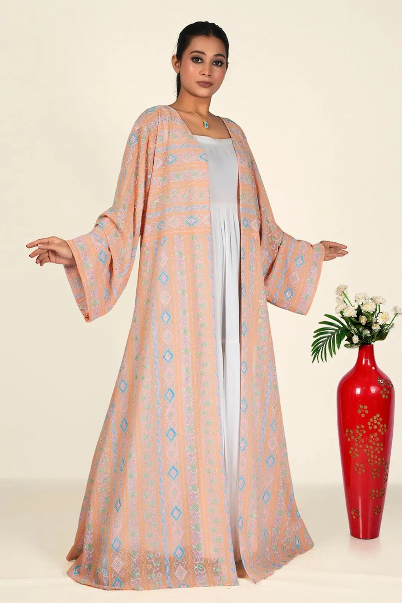 Georgette Shrug in Blush Chikankari Embroidery - غاجي والا إكسبورت Gajiwala Export