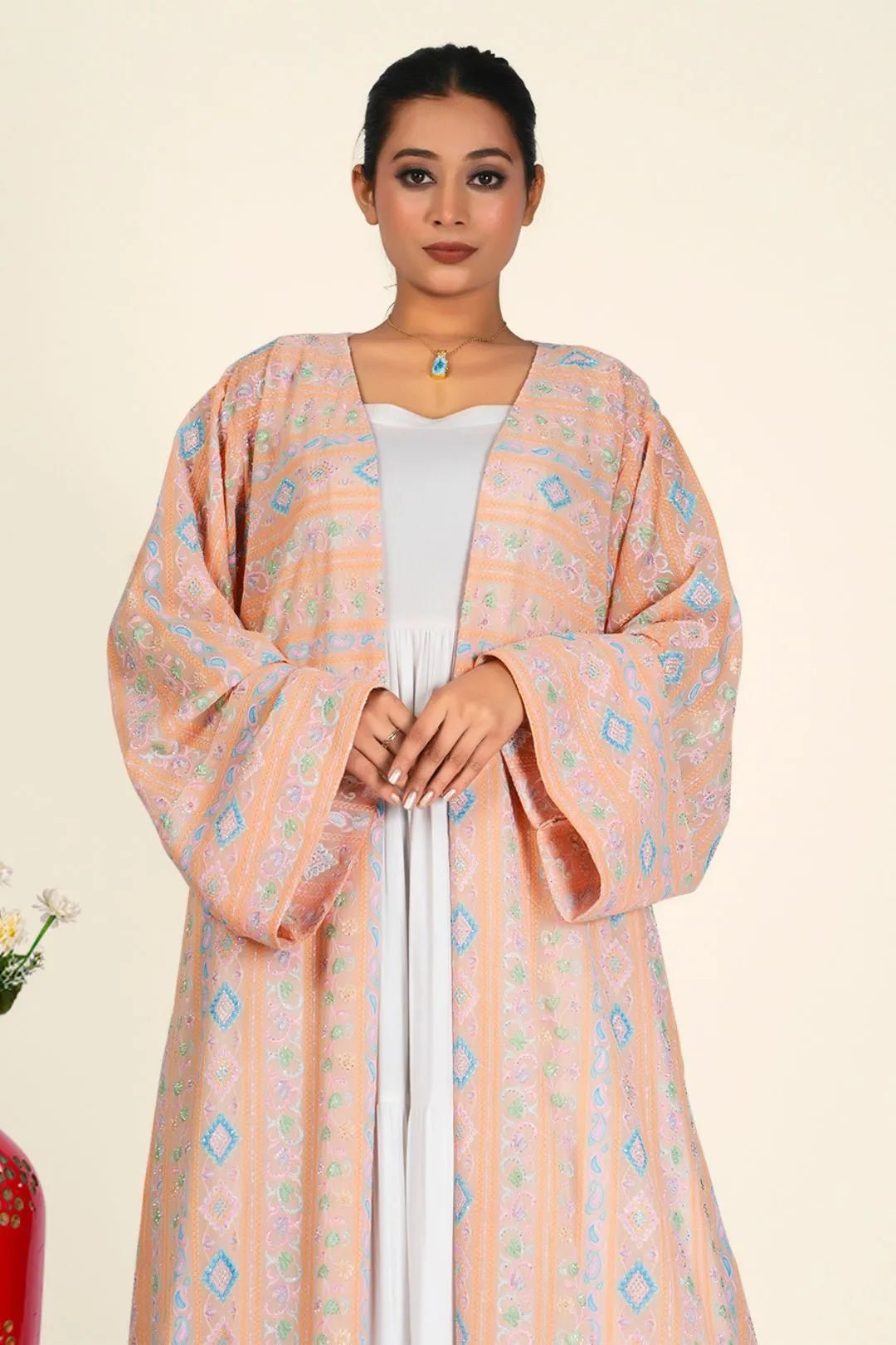 Georgette Shrug in Blush Chikankari Embroidery - غاجي والا إكسبورت Gajiwala Export