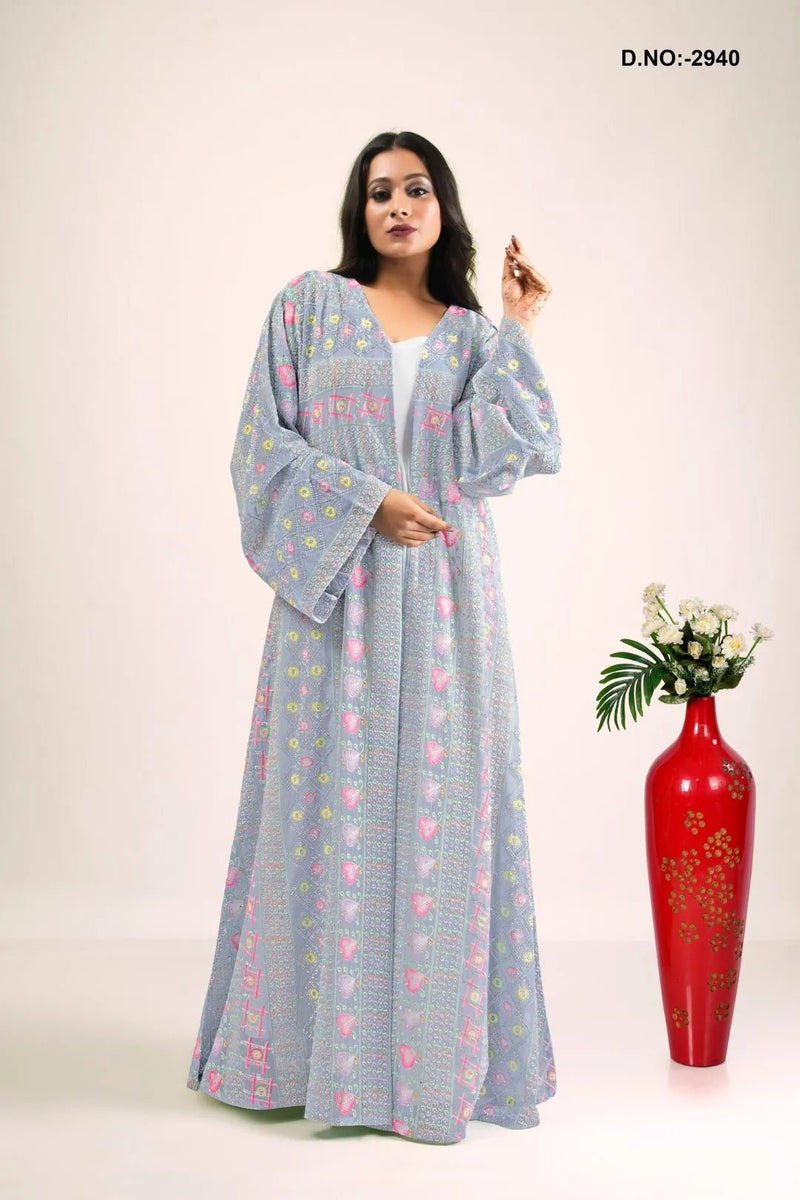 Georgette Shrug in Twilight Chikankari Harmony - غاجي والا إكسبورت Gajiwala Export