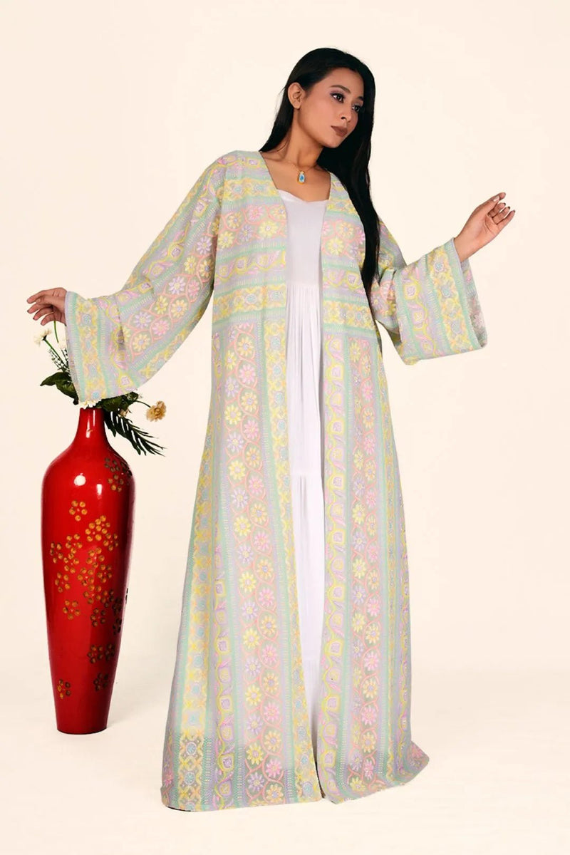 Georgette Shrug with Pastel Chikankari Motifs - غاجي والا إكسبورت Gajiwala Export