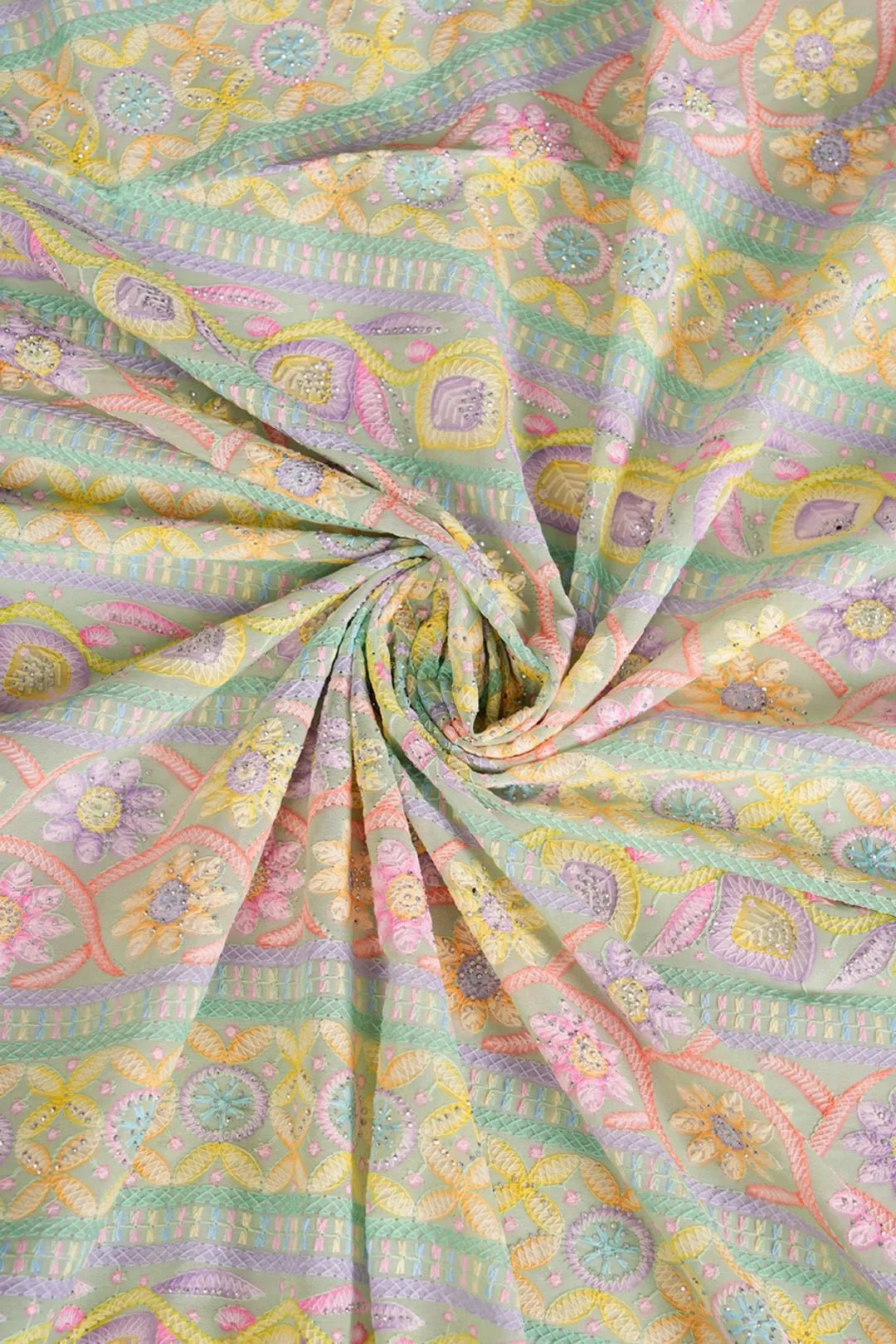 Georgette Shrug with Pastel Chikankari Motifs - غاجي والا إكسبورت Gajiwala Export