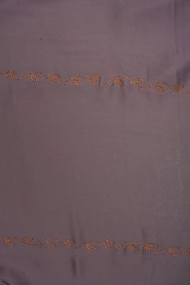 Gold Beaded Border on Dusty Gray sheer Fabric - غاجي والا إكسبورت Gajiwala Export