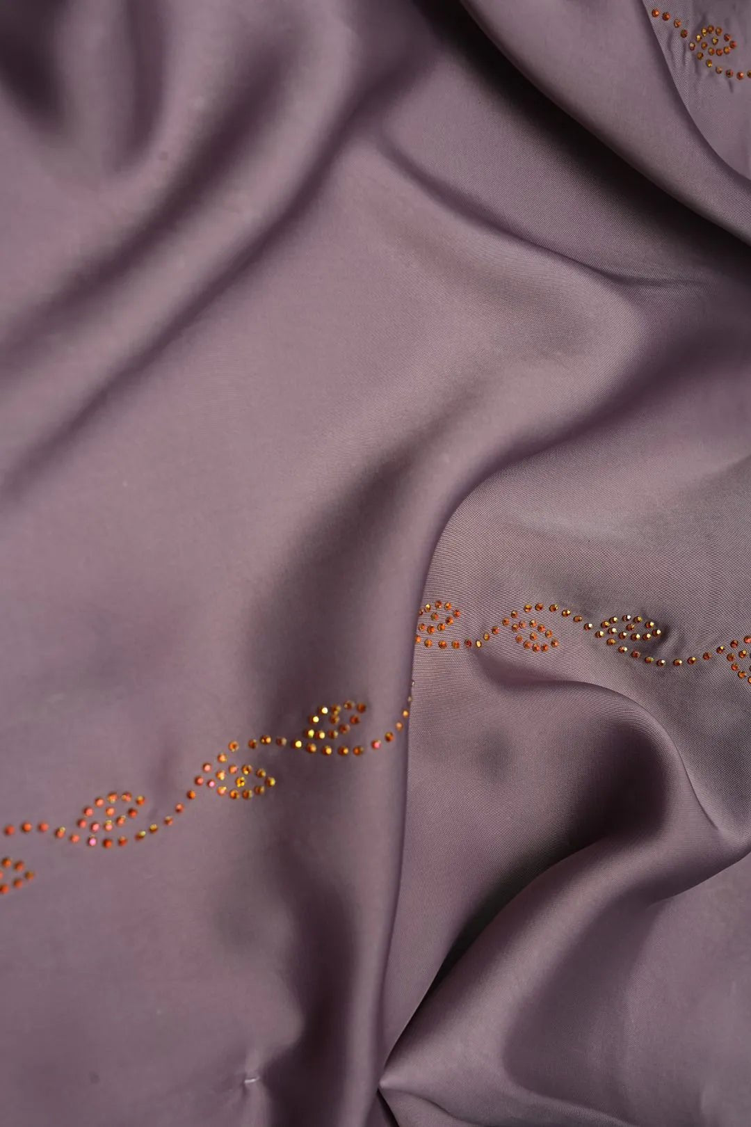 Gold Beaded Border on Dusty Gray sheer Fabric - غاجي والا إكسبورت Gajiwala Export