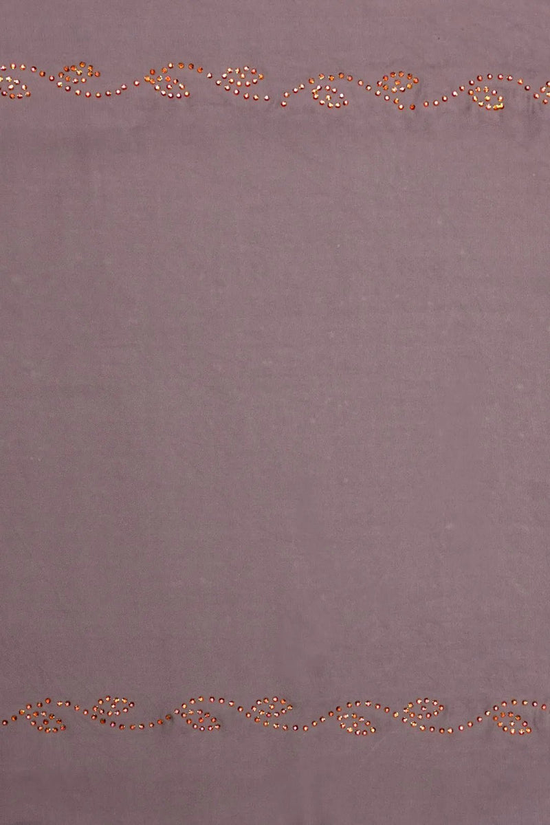 Gold Beaded Border on Dusty Gray sheer Fabric - غاجي والا إكسبورت Gajiwala Export