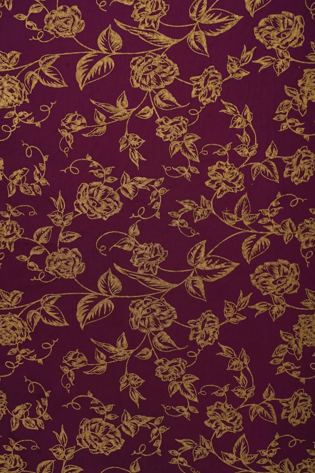 Gold Floral Maroon on Plum Jacquard Fabric - غاجي والا إكسبورت Gajiwala Export