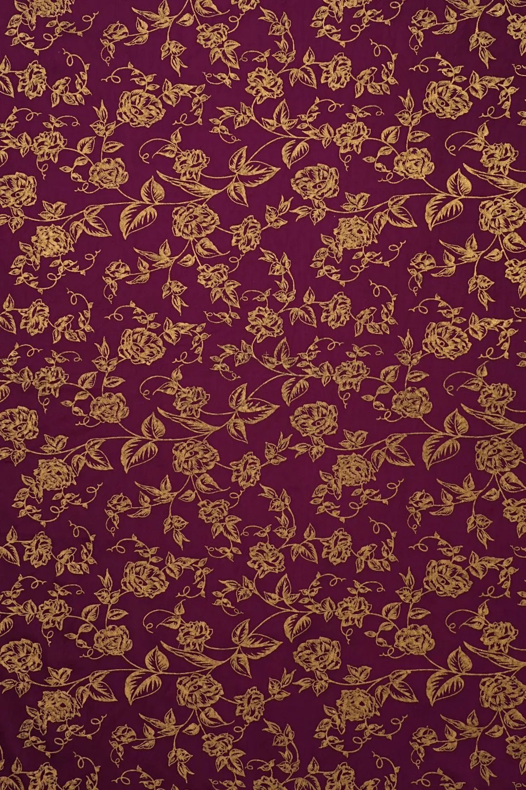 Gold Floral Maroon on Plum Jacquard Fabric - غاجي والا إكسبورت Gajiwala Export