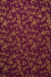 Gold Floral Maroon on Plum Jacquard Fabric - غاجي والا إكسبورت Gajiwala Export
