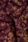Gold Floral Maroon on Plum Jacquard Fabric - غاجي والا إكسبورت Gajiwala Export