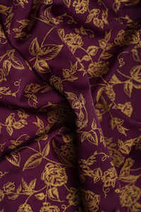 Gold Floral Maroon on Plum Jacquard Fabric - غاجي والا إكسبورت Gajiwala Export