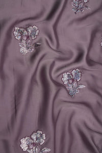 Gray Matte Fabric with Tonal Sequin Floral Appliqué - غاجي والا إكسبورت Gajiwala Export