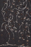 Gray Mesh fabric with Delicate Trailing Sequin Fabric - غاجي والا إكسبورت Gajiwala Export