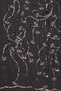 Gray Mesh fabric with Delicate Trailing Sequin Fabric - غاجي والا إكسبورت Gajiwala Export