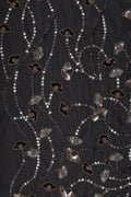 Gray Mesh fabric with Delicate Trailing Sequin Fabric - غاجي والا إكسبورت Gajiwala Export