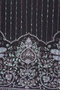 black mesh fabric with Multi-Tone Sequined and Jaali Pattern- غاجي والا إكسبورت Gajiwala Export