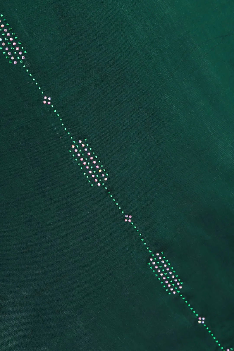 Green Sheer Fabric with Vertical Embroidery - غاجي والا إكسبورت Gajiwala Export